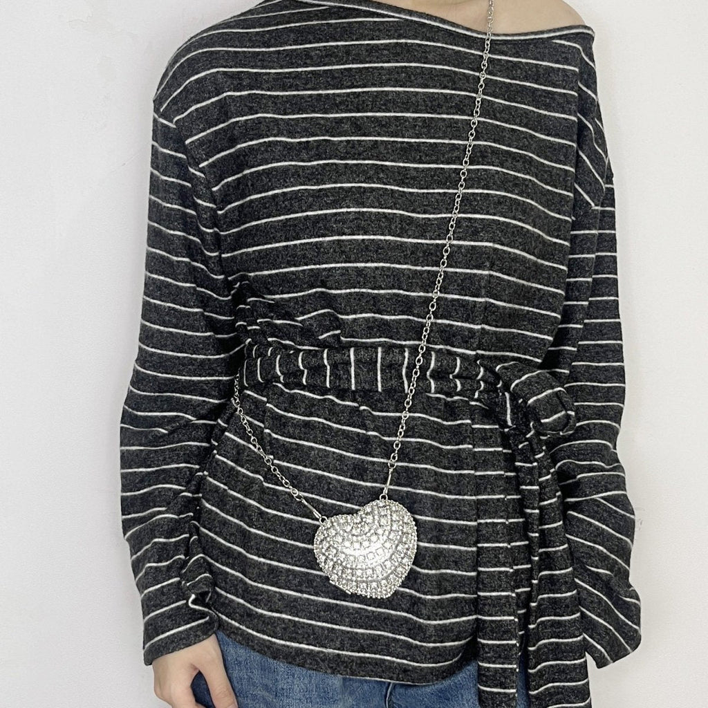 Sparkling Heart-Shaped Crossbody Bag Everyday Glam Diamond-Studded Mini Purse (MAC279)