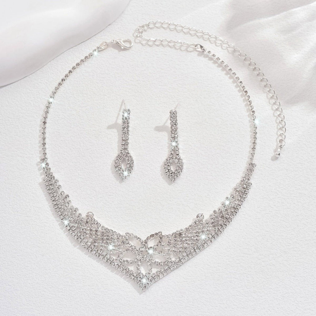 Sparkling Rhinestone Trio Earrings Necklace Bracelet Collection (MAC315)