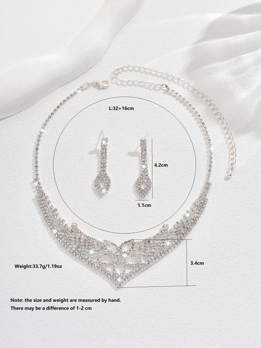 Sparkling Rhinestone Trio Earrings Necklace Bracelet Collection (MAC315)