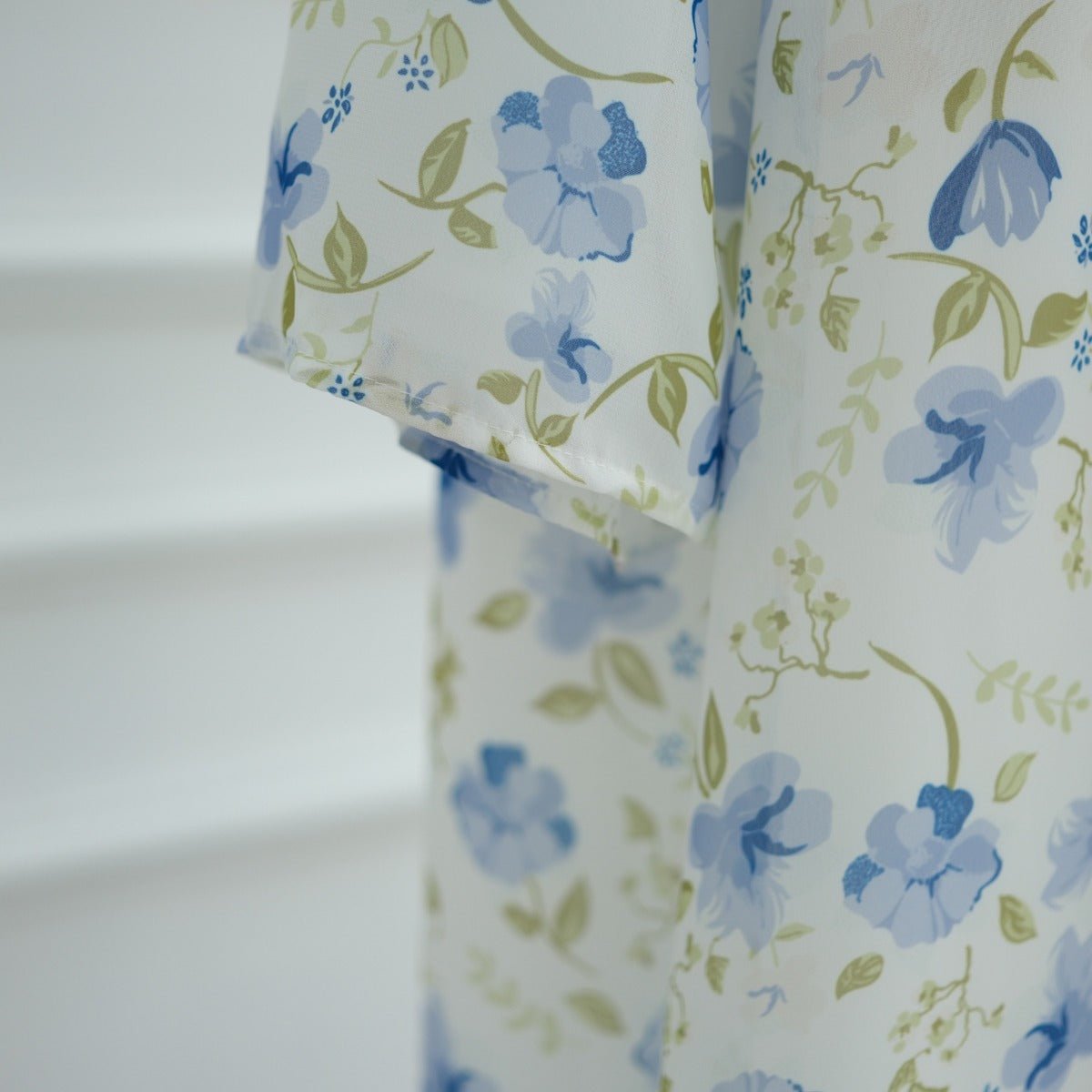 Spring Summer Floral Print Chiffon Cardigan | Double-Layer Modest Cover-Up Abaya (MOA170)