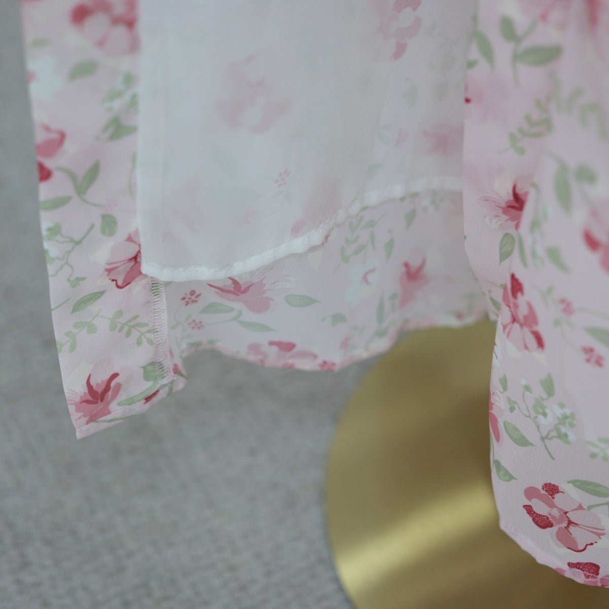 Spring Summer Floral Print Chiffon Cardigan | Double-Layer Modest Cover-Up Abaya (MOA170)