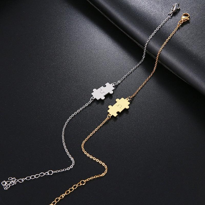 Stainless Steel Bracelet For Women Gold And Silver Color Puzzle Gold Plated Dainty Link Paperclip Bracelets Adjustable Layered Metal Link Bracelet For Women Bangle Bracelet Puzzle Best Friends Gift