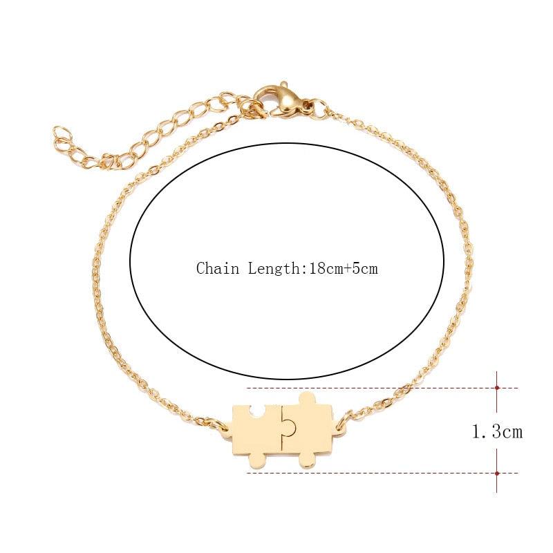 Stainless Steel Bracelet For Women Gold And Silver Color Puzzle Gold Plated Dainty Link Paperclip Bracelets Adjustable Layered Metal Link Bracelet For Women Bangle Bracelet Puzzle Best Friends Gift