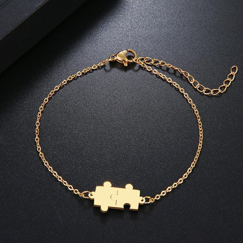 Stainless Steel Bracelet For Women Gold And Silver Color Puzzle Gold Plated Dainty Link Paperclip Bracelets Adjustable Layered Metal Link Bracelet For Women Bangle Bracelet Puzzle Best Friends Gift