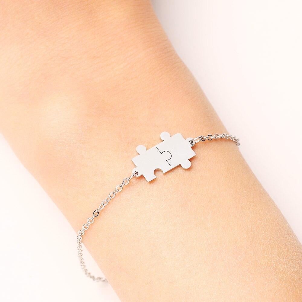 Stainless Steel Bracelet For Women Gold And Silver Color Puzzle Gold Plated Dainty Link Paperclip Bracelets Adjustable Layered Metal Link Bracelet For Women Bangle Bracelet Puzzle Best Friends Gift