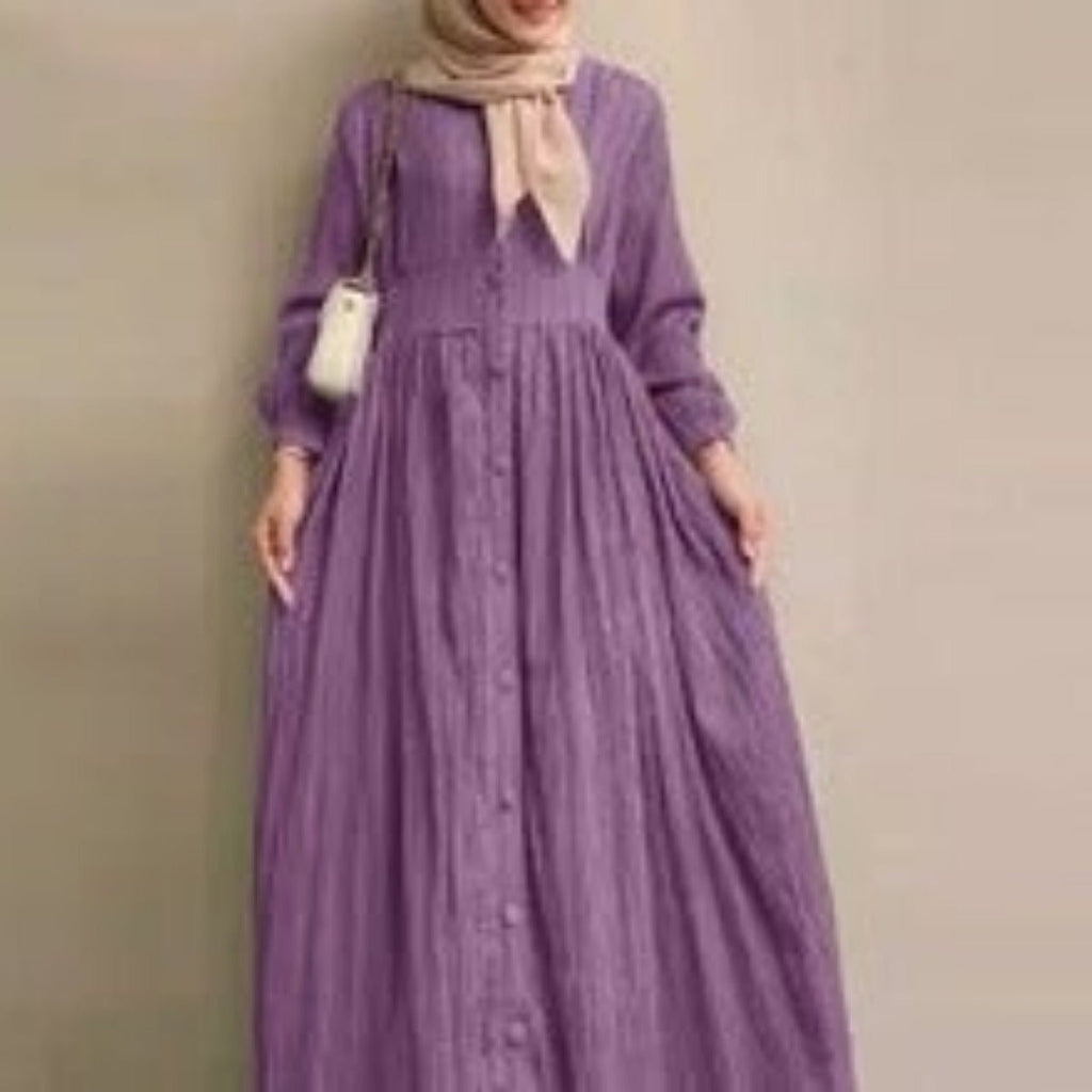 Stand-Collar Zipper Cardigan with Pockets | Modest Long Maxi Dress Abaya(MA155)