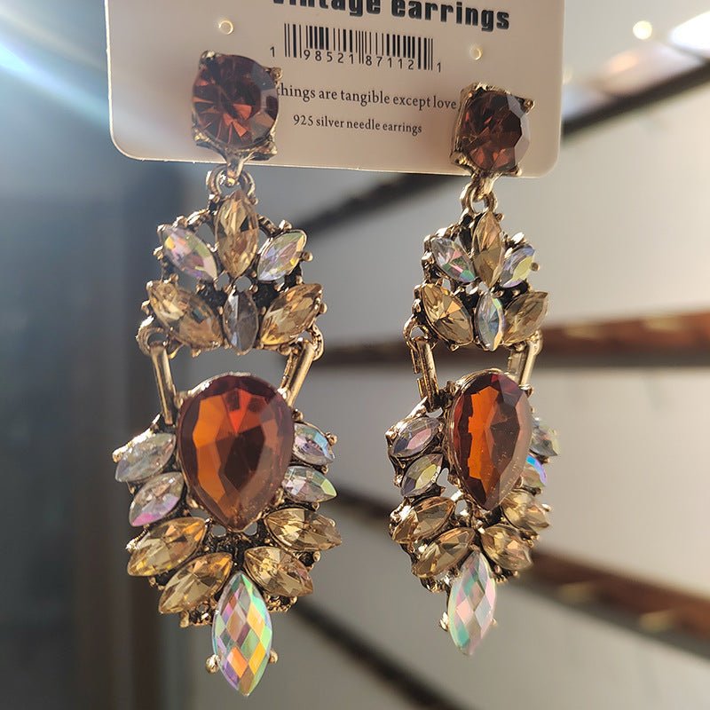 Statement Rhinestones Large Drop Earrings (MAC327)
