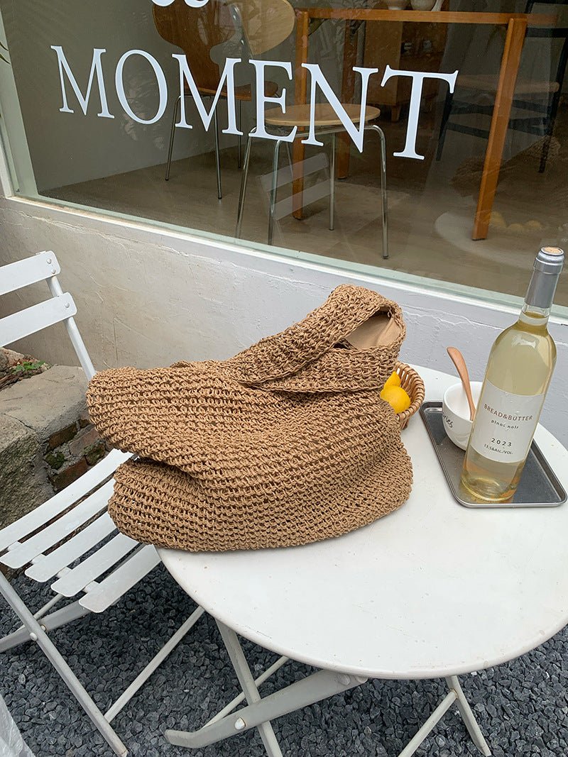 Straw Beach Bag for Women Fashionable Summer Versatile Large-capacity Holiday Style Straw Tote Bag (MAC241)