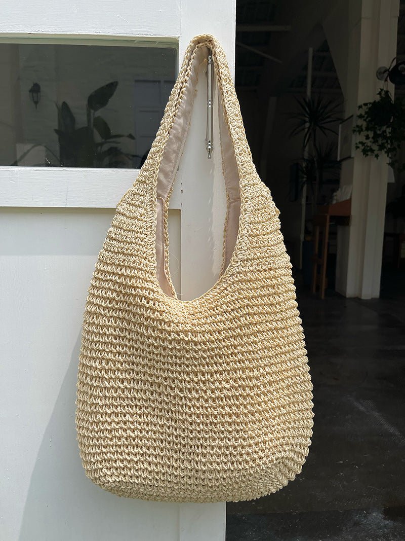 Straw Beach Bag for Women Fashionable Summer Versatile Large-capacity Holiday Style Straw Tote Bag (MAC241)