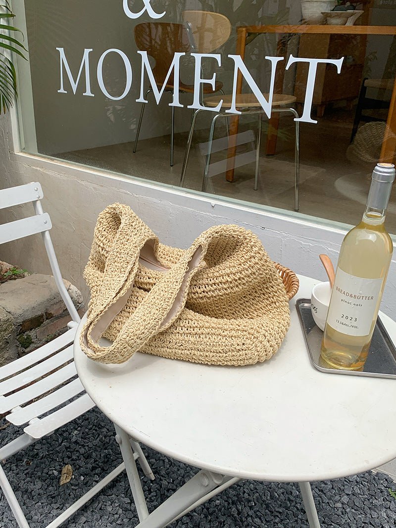 Straw Beach Bag for Women Fashionable Summer Versatile Large-capacity Holiday Style Straw Tote Bag (MAC241)