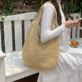 Straw Beach Bag for Women Fashionable Summer Versatile Large-capacity Holiday Style Straw Tote Bag (MAC241)