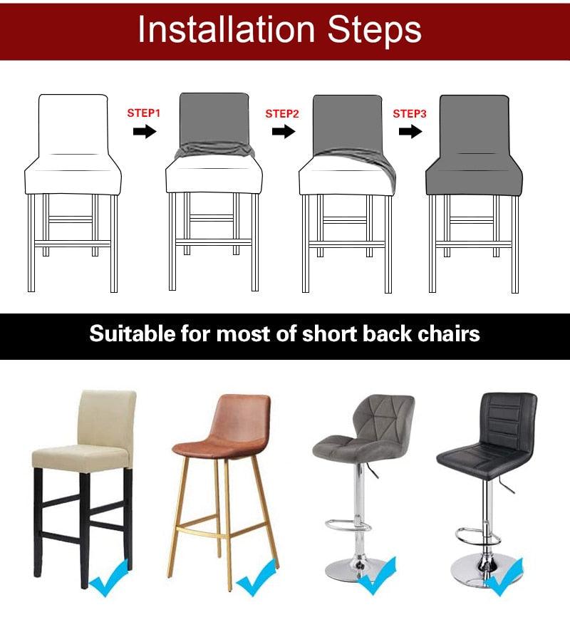 Stretch High-Hoot Bar Stool Chair Cover Polar Fleece Solid Color Bar Cafe Front Desk Restaurant Wedding Chair Protective Cover Stretch Chair Cover For Dining Room Elastic Material Slipcover For Office Chair