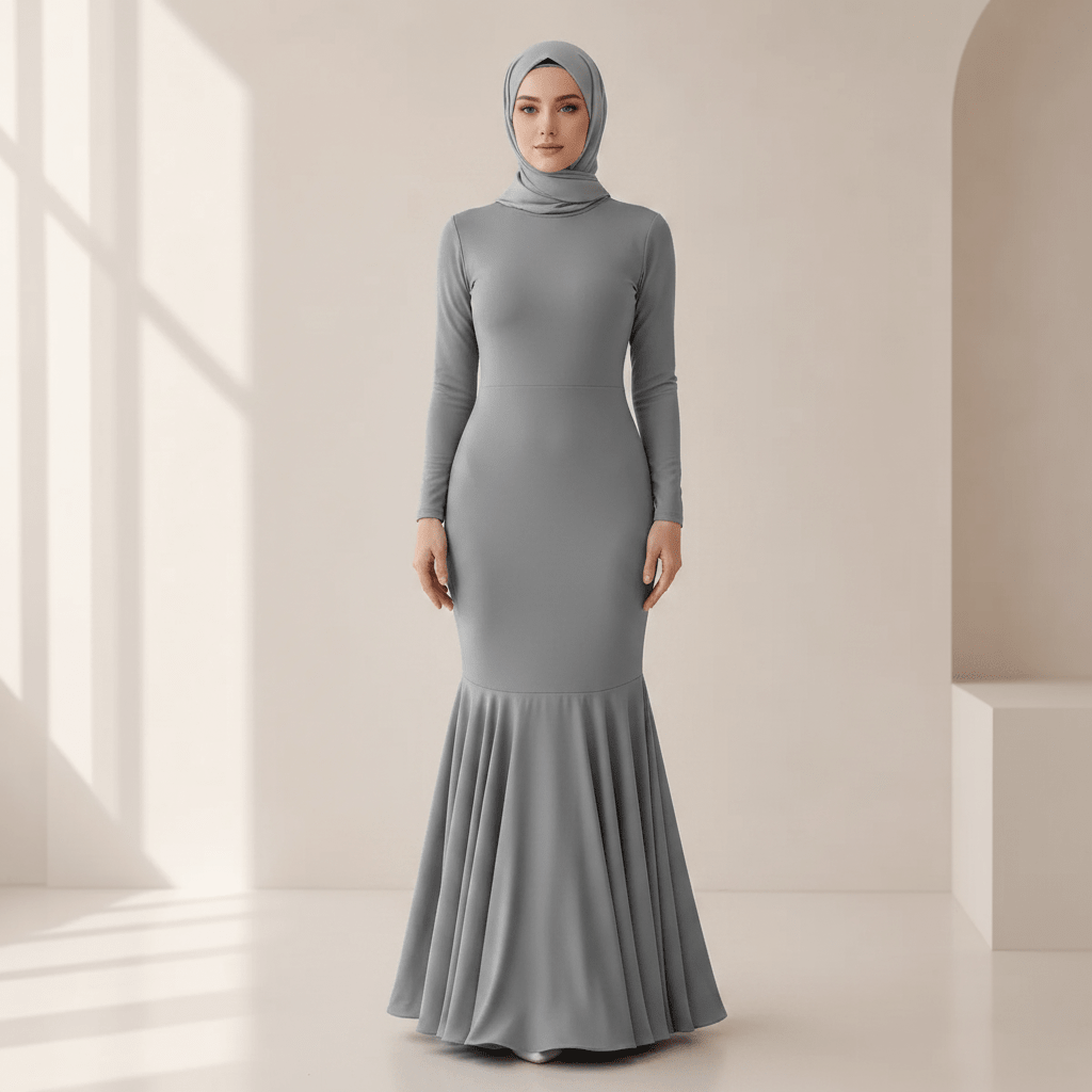 Stretch Mermaid Hem Maxi Dress(MS457)