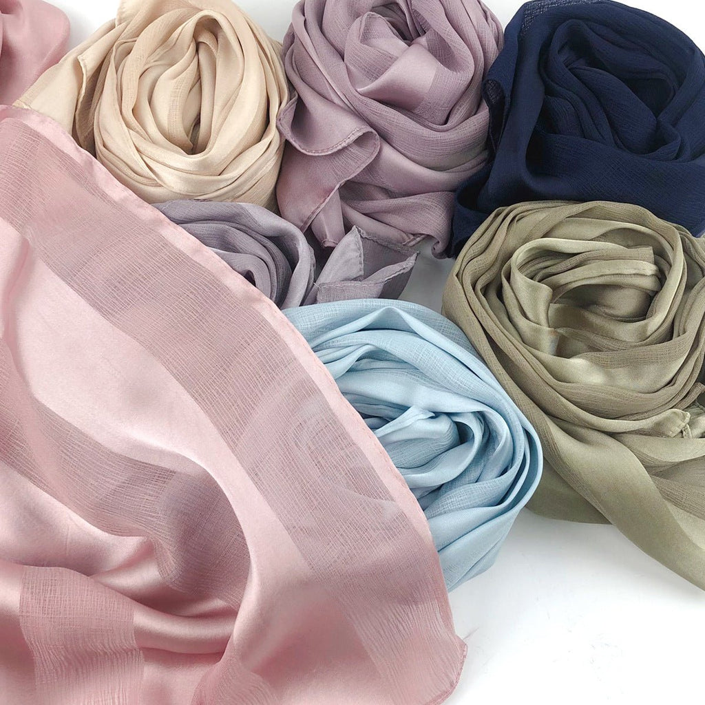 Striped Crinkle Chiffon Hijab with Organic Texture (MH143)