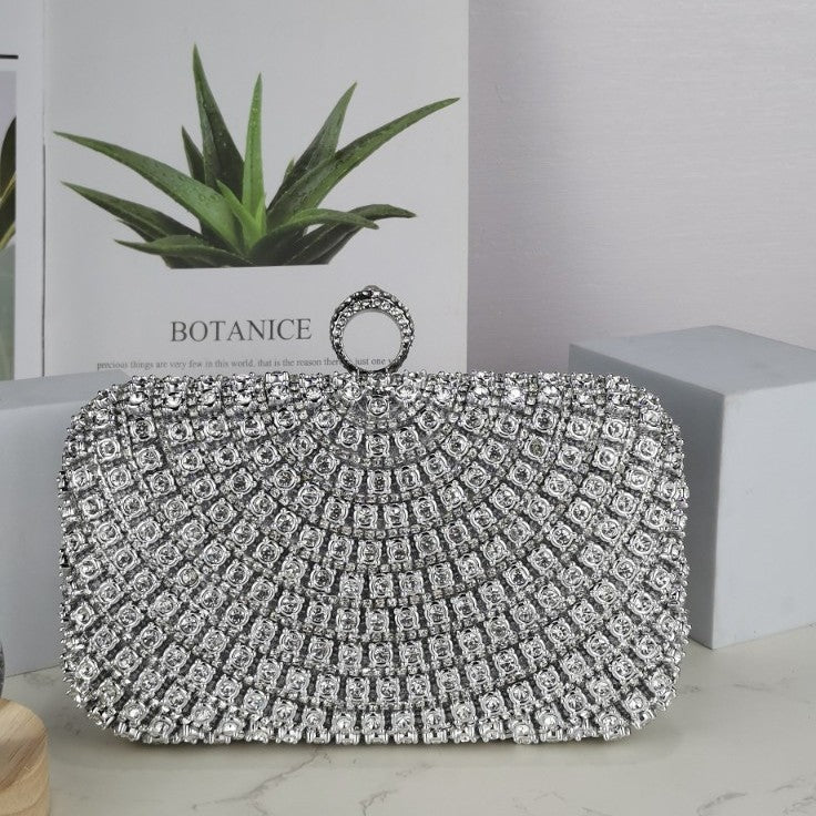 Stunning Crystal-Front Glitter-Back Clutch – Trendy Square Evening Bag for Parties & Galas (MAC275)