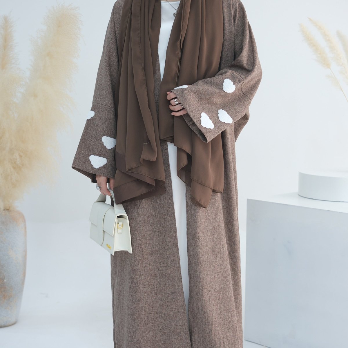 Stylish Cloud Embroidered Elegant Cardigan Abaya (MOA053)