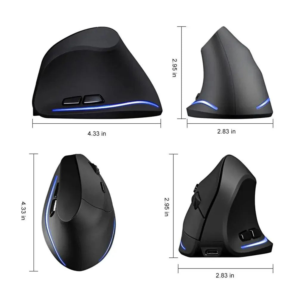 Stylish Vertical Wireless Mouse Game Rechargeable Ergonomic Mouse Modern Design RGB Optical USB Mice For Windows Mac 2400 DPI 2.4G Mice