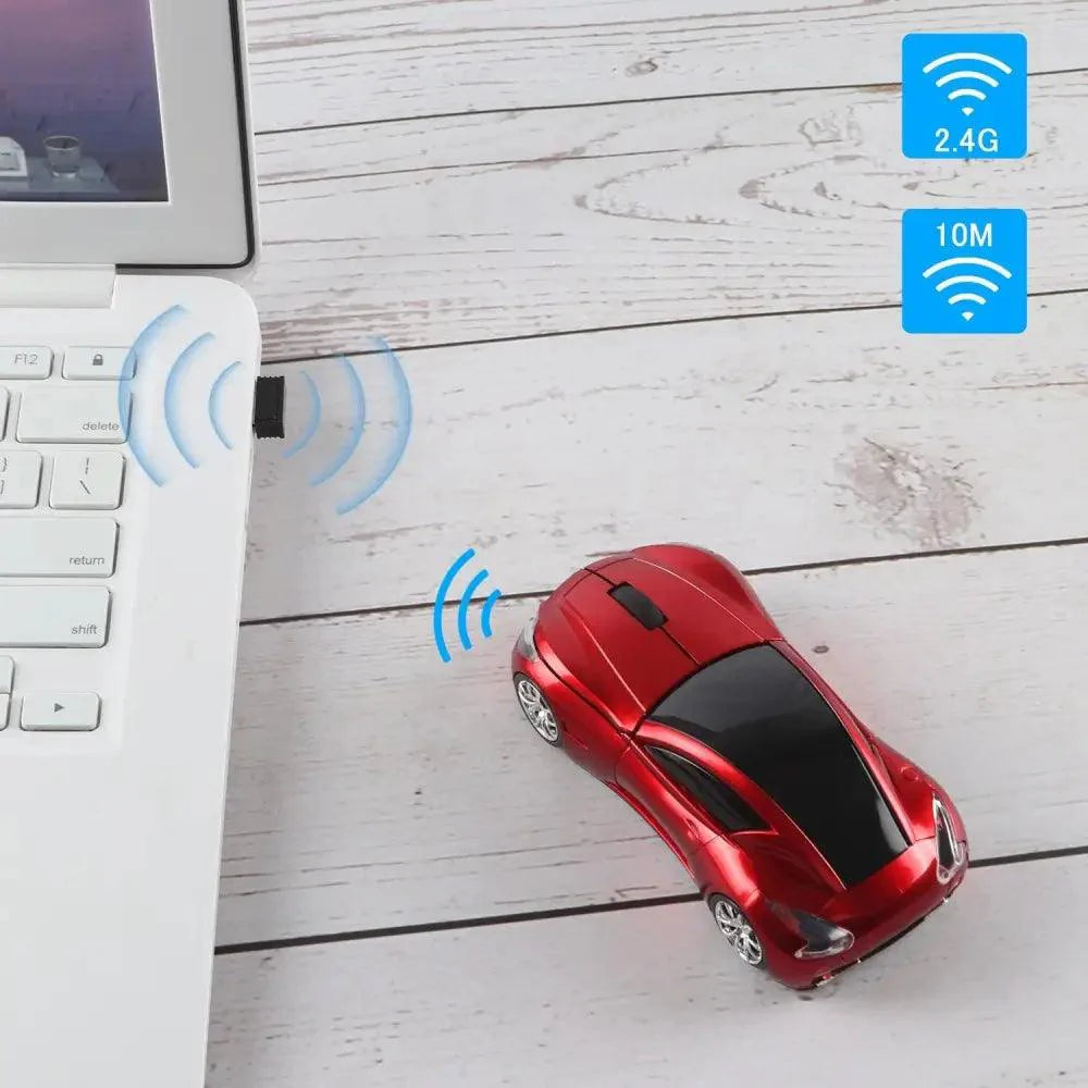 Stylish Wireless Computer Car Shape Mouse Mini 3D Ergonomic PC Gamer Mouse Retro Optical Mice 1600 DPI USB Receiver Suitable for PC/Computer/Laptop