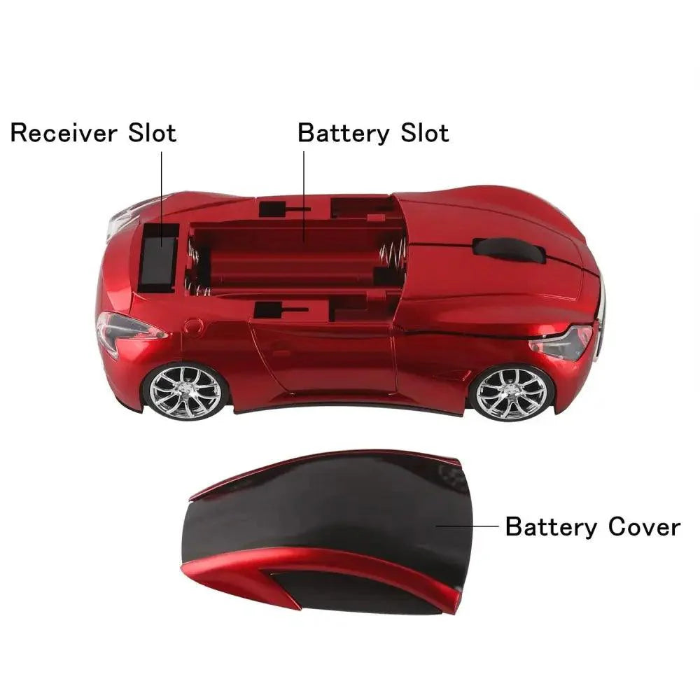 Stylish Wireless Computer Car Shape Mouse Mini 3D Ergonomic PC Gamer Mouse Retro Optical Mice 1600 DPI USB Receiver Suitable for PC/Computer/Laptop
