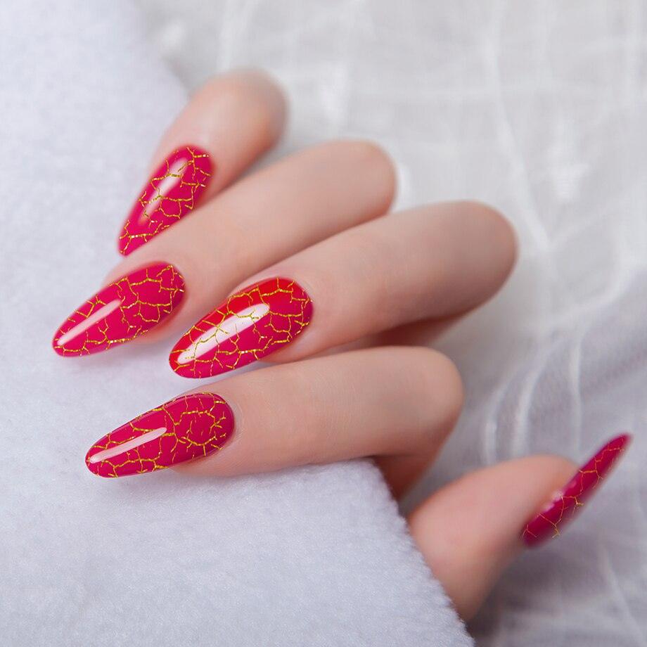 Stylish Women Gel Nail Polish Multi Color Manicure Set UV Led Tehnology Elegant Fashion Design Crack Effect