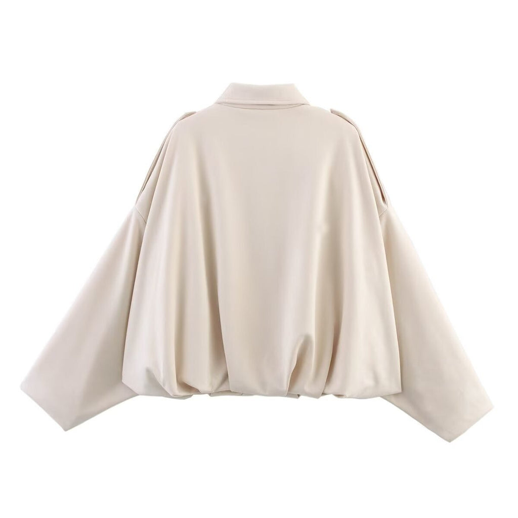 Suede Bomber Jacket | Collared Flight Jacket with Shoulder Tabs(MS240)