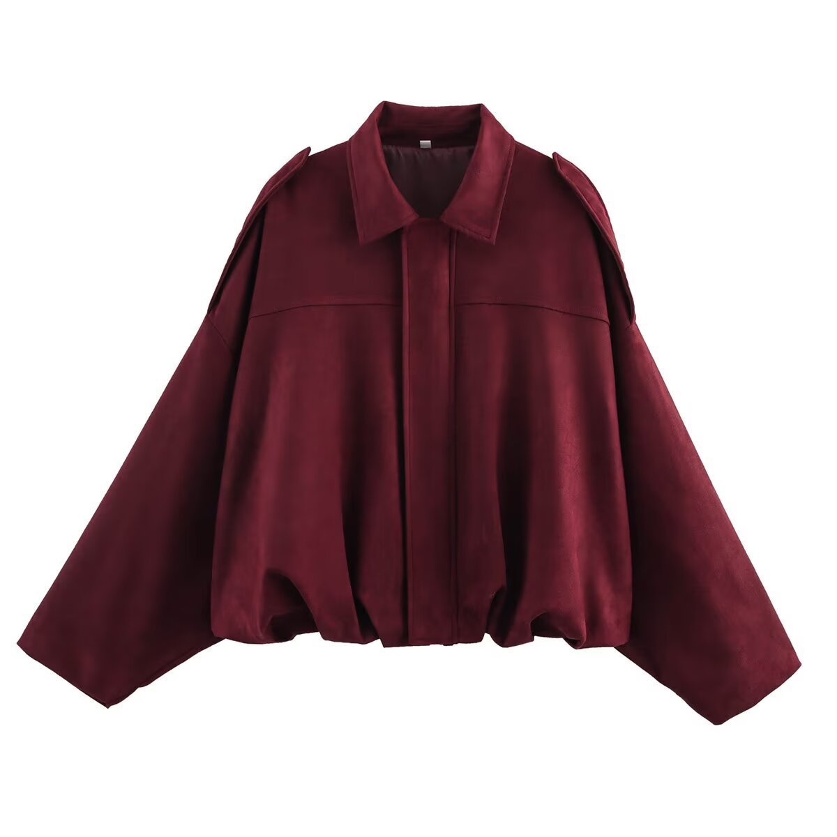 Suede Bomber Jacket | Collared Flight Jacket with Shoulder Tabs(MS240)