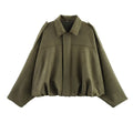 Suede Bomber Jacket | Collared Flight Jacket with Shoulder Tabs(MS240)