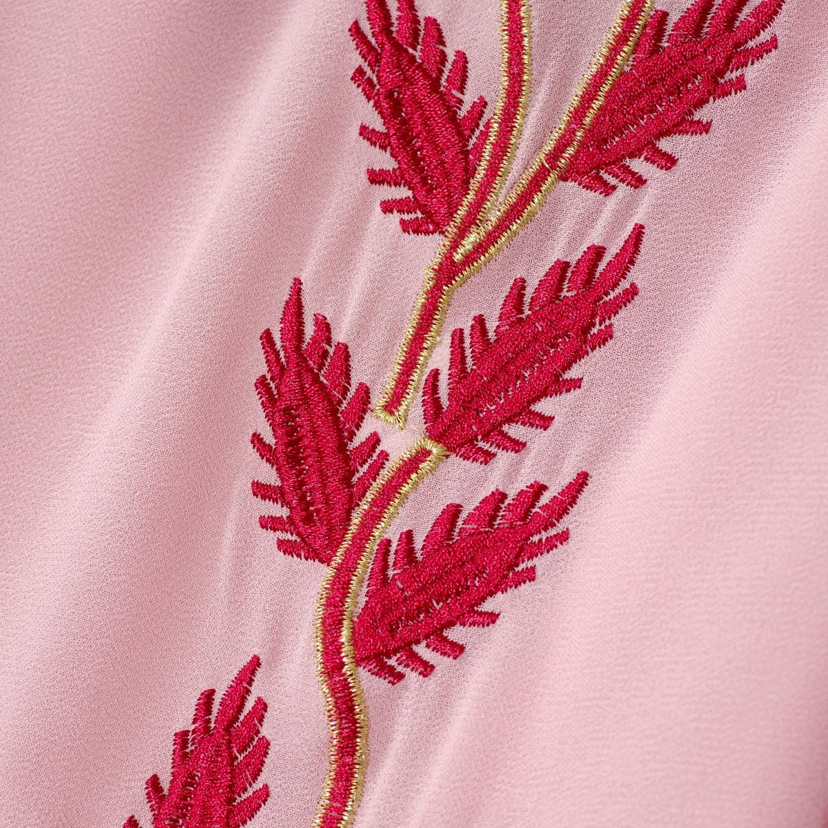 Summer Floral Embroidered Elegant Crew Neck Long Sleeve Chiffon Abaya Dress with Matching Headscarf (MA230)