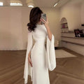Elegant Summer Satin Slim Dress with Glass Yarn Pendulum Sleeves (MA161)