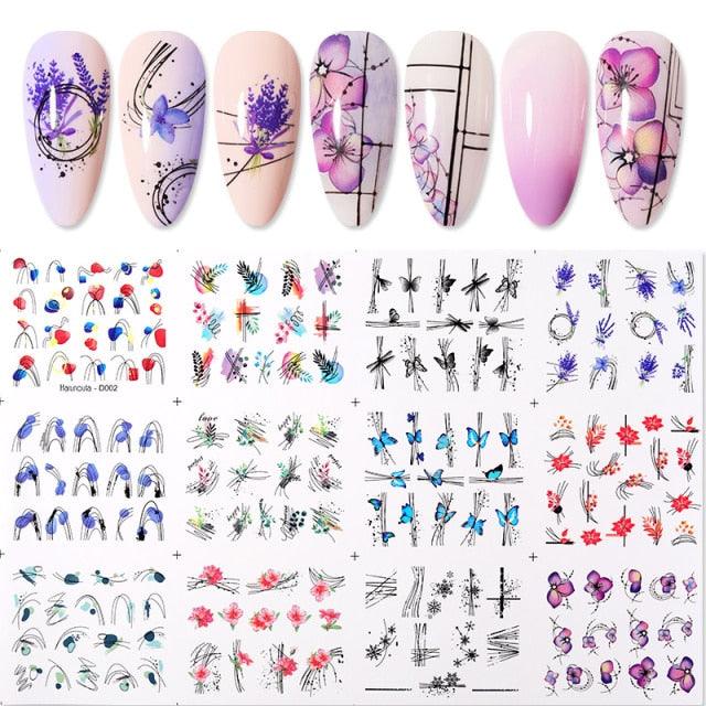 Summer Glitter Nail Decals Stickers Gold Black White Leaf Manicuring Foils Geometric Slider Nail Art Adhesive Decor Adhesive 3D Wave Design Decoration for Women Girls Art Stickers Decal Decoration Metallic Curve Strip Line Nail Decor