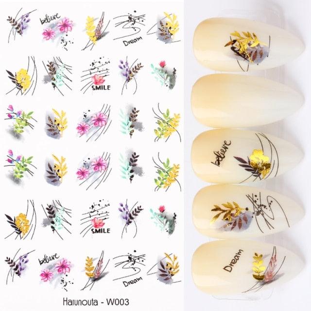 Summer Glitter Nail Decals Stickers Gold Black White Leaf Manicuring Foils Geometric Slider Nail Art Adhesive Decor Adhesive 3D Wave Design Decoration for Women Girls Art Stickers Decal Decoration Metallic Curve Strip Line Nail Decor