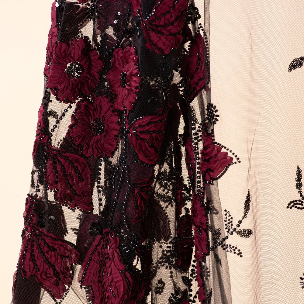 Luxury Couture 3D Floral Embellished Open Abaya(MOA300)