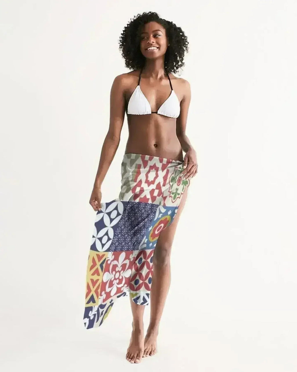 Sheer Swimsuit Cover Up Abstract Print Multicolor