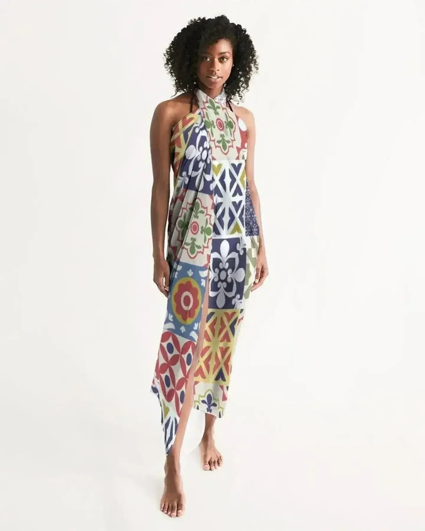 Sheer Swimsuit Cover Up Abstract Print Multicolor