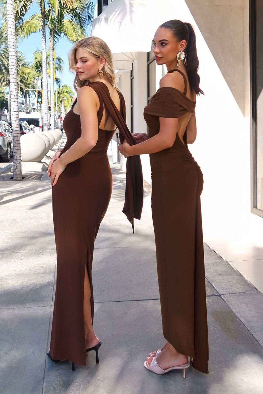 Astee T503 Off the Shoulder Halter Strap Fitted Stretch Dress