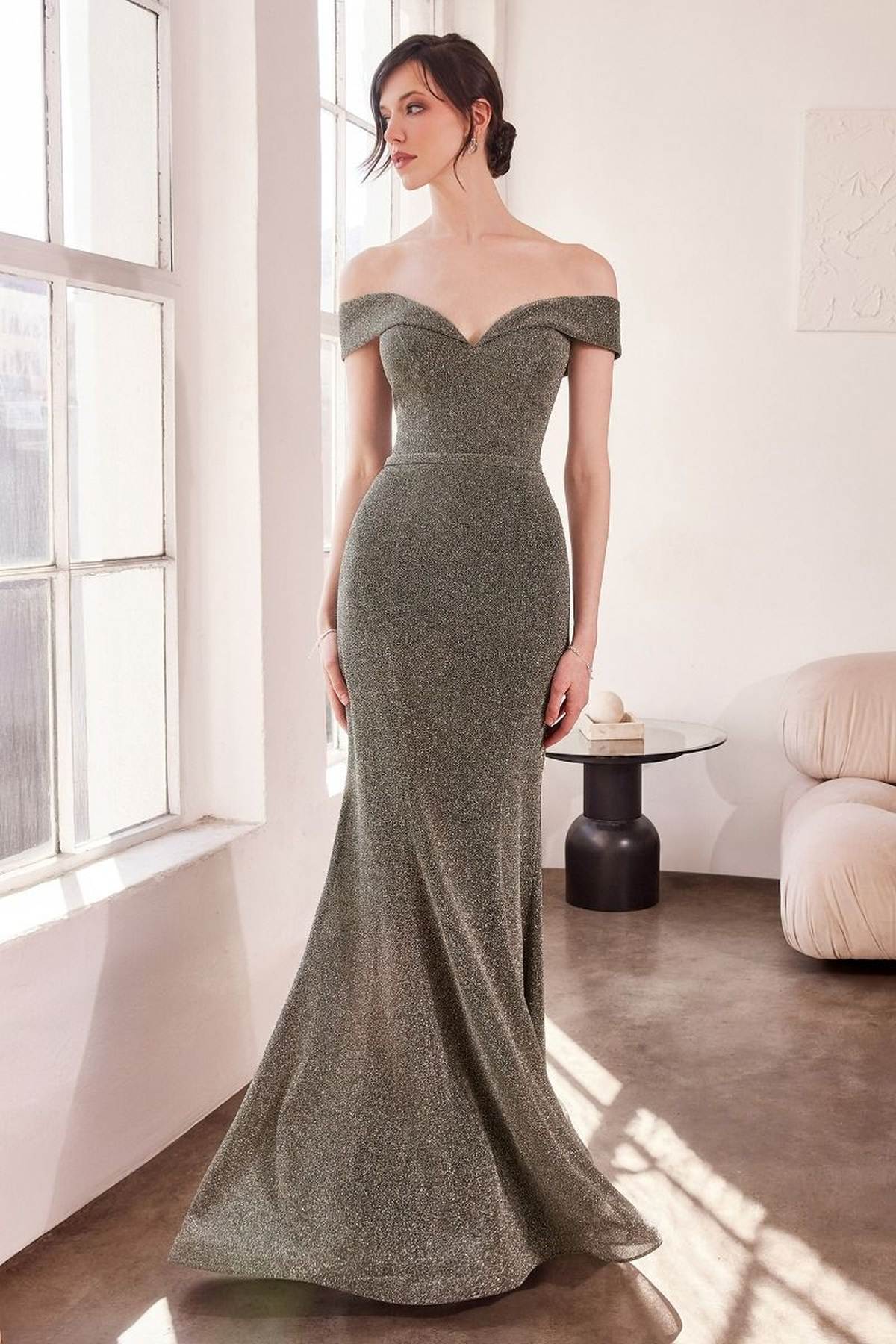 Ladivine Amoris T602 Off Shoulder Sweetheart Neck Fitted Prom Gown