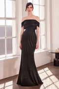 Ladivine Amoris T603 Off Shoulder Classic Modest Fitted Prom Gown