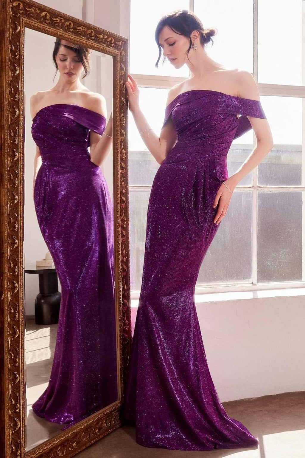 Ladivine Amoris T603 Off Shoulder Classic Modest Fitted Prom Gown