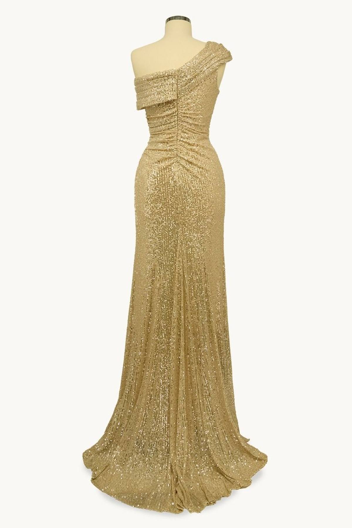 Ladivine Amoris T806 One Shoulder Evening Sequin Dress Leg Slit