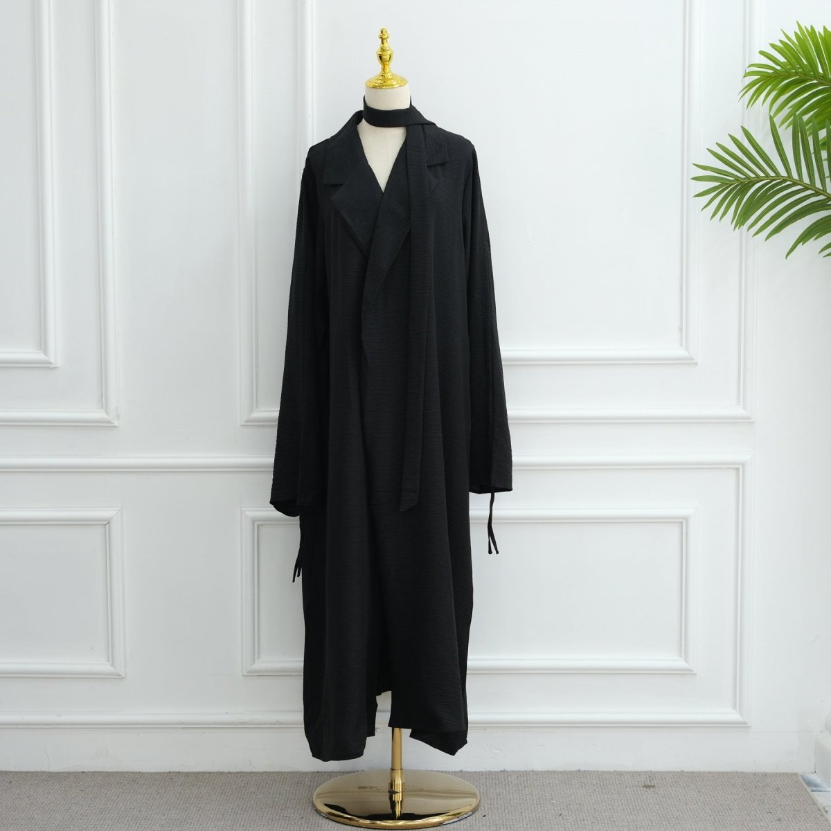 Tailored Blazer Cardigan with Ruched Sleeves | Open-Front Twill Blend Jacket(MOA246)