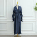 Tailored Blazer Cardigan with Ruched Sleeves | Open-Front Twill Blend Jacket(MOA246)