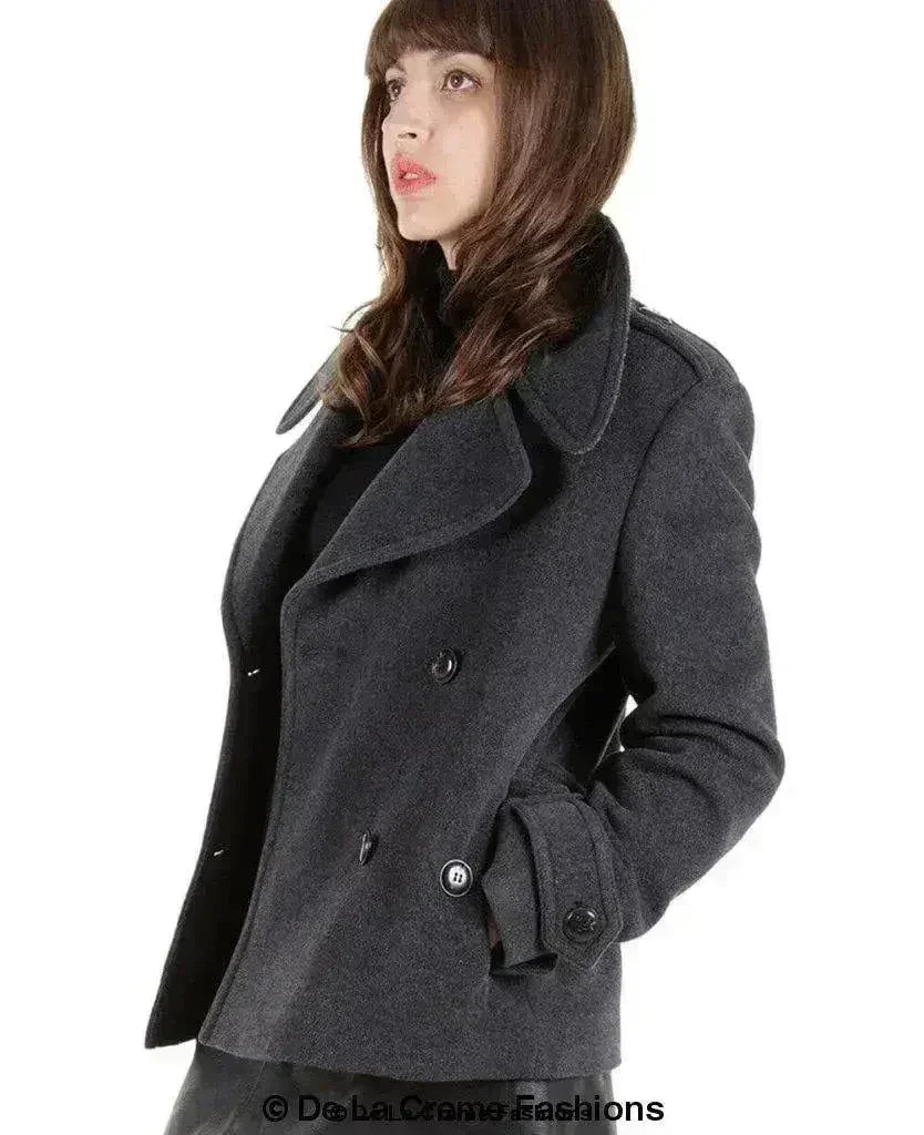 Harris Tweed Pea Coat - Wool Cashmere Blend | Femstylo