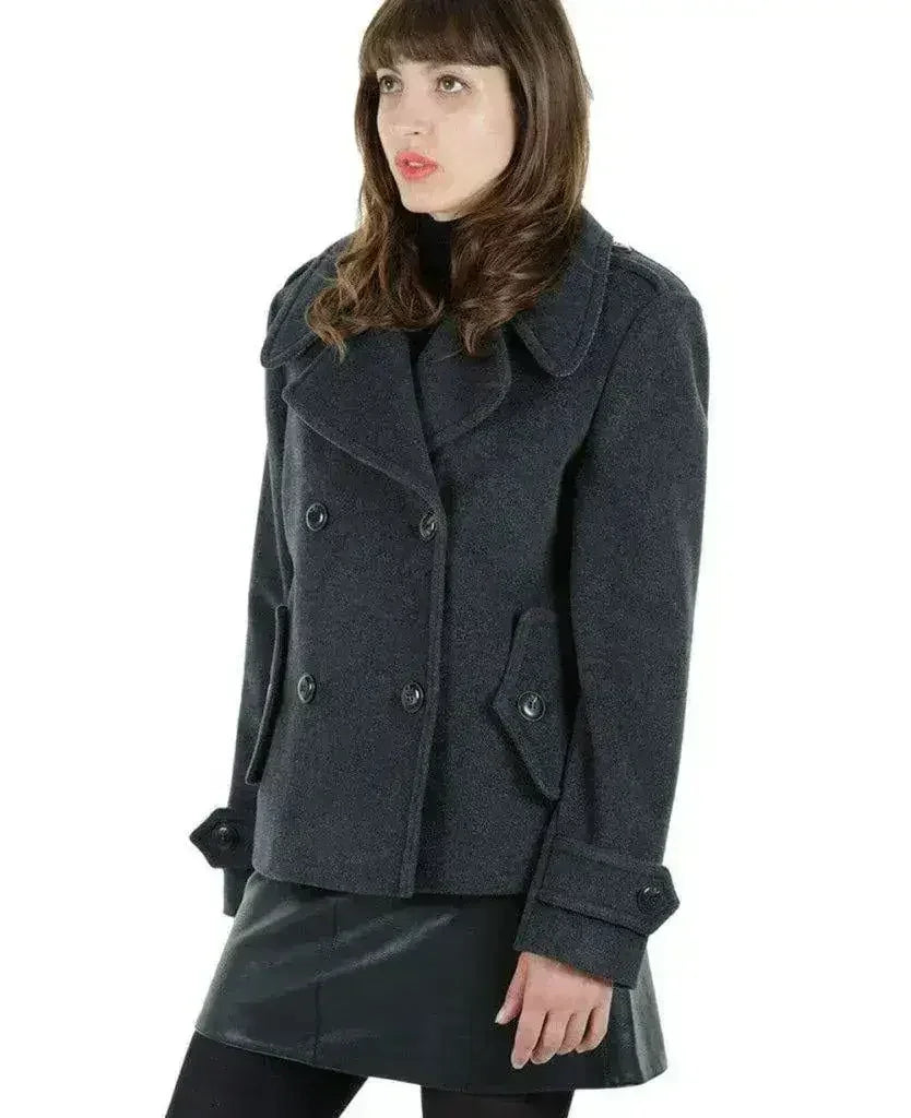 Harris Tweed Pea Coat - Wool Cashmere Blend | Femstylo