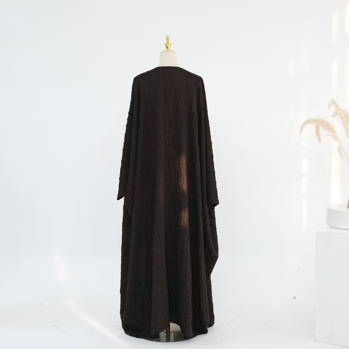 Textured Jacquard Abaya with Batwing Cardigan & Belt(MOA281)