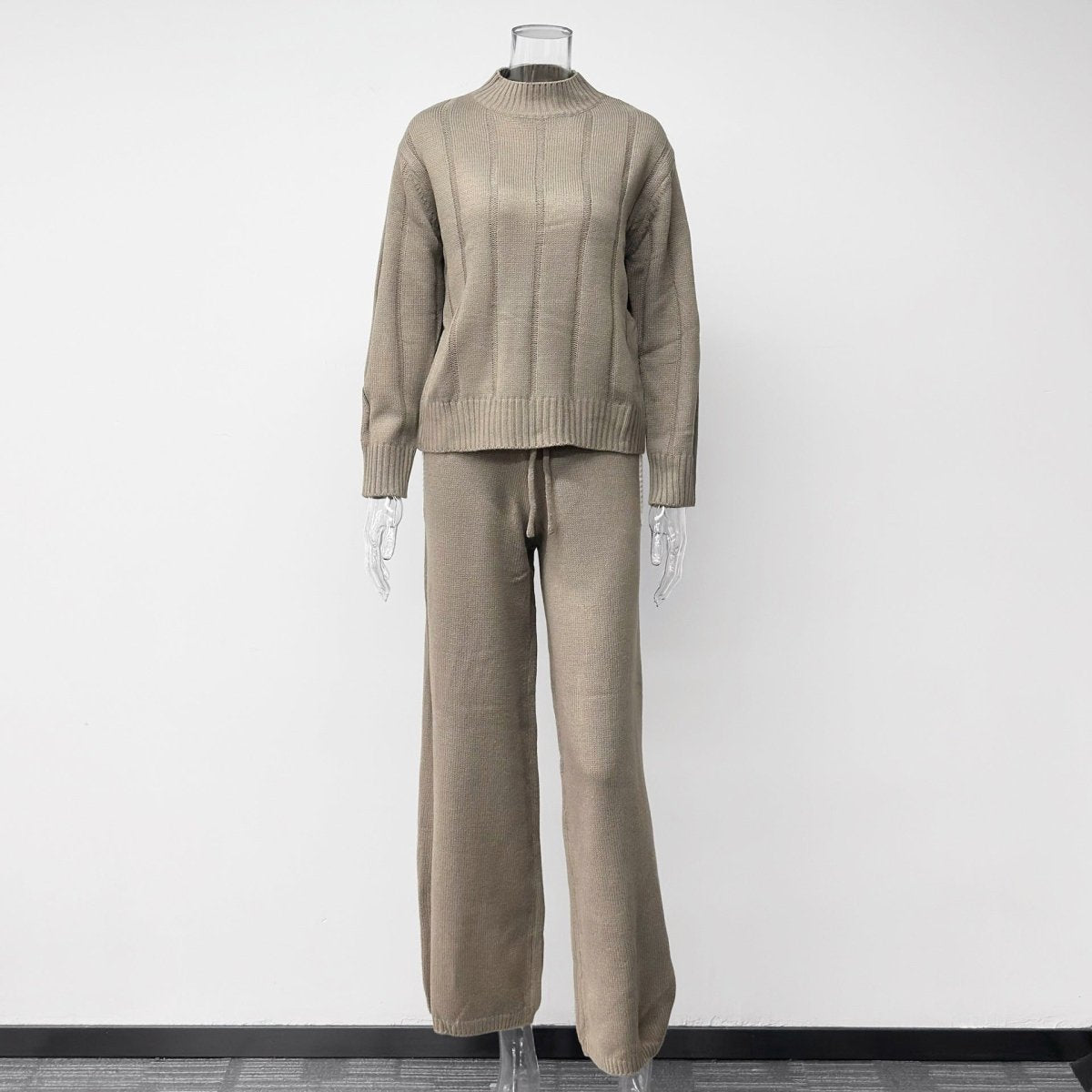 Textured Knit Sweater & Wide-Leg Trouser Set(MS448)