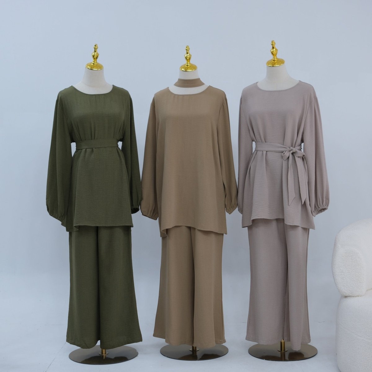 Textured Longline Top & Wide-Leg Trouser Set(MS455)