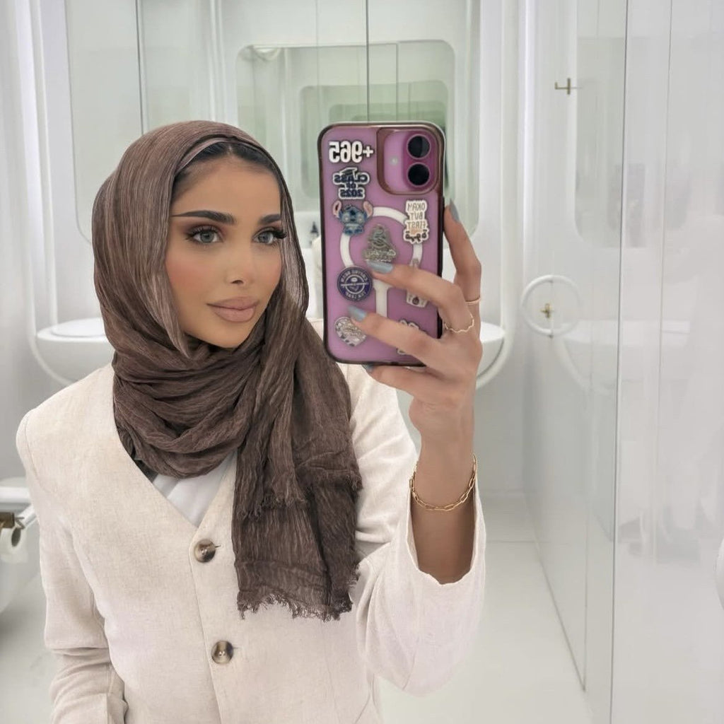 Textured Rayon Crinkle Hijab in Solid Hues Breathable Women's Wrap Hijab (MH145)