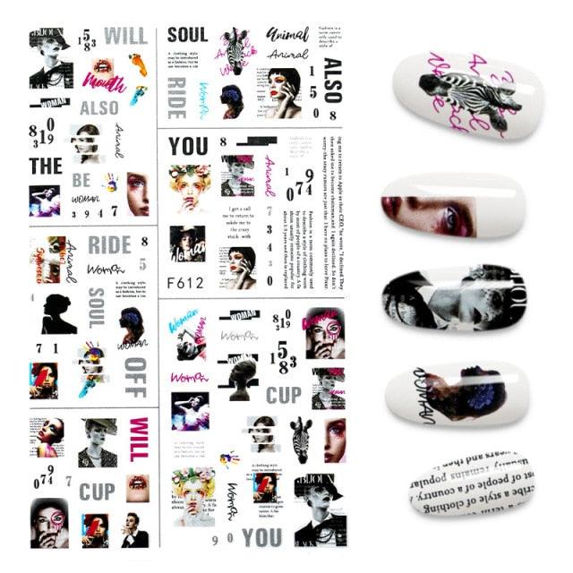 The New 3D Nail Sticker Cool English Letter stickers for nail  Foil Love Heart Design Nails Accessories Fashion Manicure Sticker Stickers Girls Manicure Decoration Nail Art Supplies 3D Self-Adhesive Nail Decals Designer Nail Stickers for Acrylic Nails