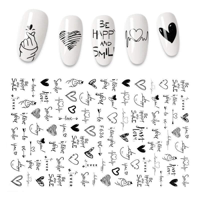 The New 3D Nail Sticker Cool English Letter stickers for nail  Foil Love Heart Design Nails Accessories Fashion Manicure Sticker Stickers Girls Manicure Decoration Nail Art Supplies 3D Self-Adhesive Nail Decals Designer Nail Stickers for Acrylic Nails