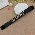 Thin Elastic Stretch Women Buckle Skinny Fashion Belts Metal Leaf Buckle Design Belts For Ladies
